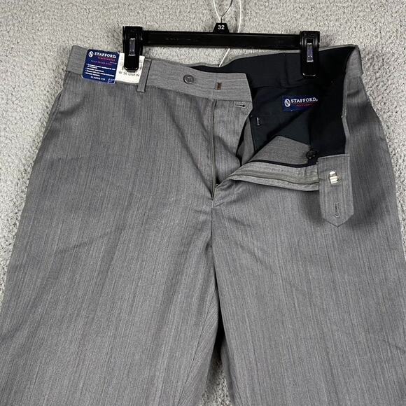 Stafford Performance Trouser Dress Pants Men's 36x28 Gray Herringbone New - Picture 1 of 11